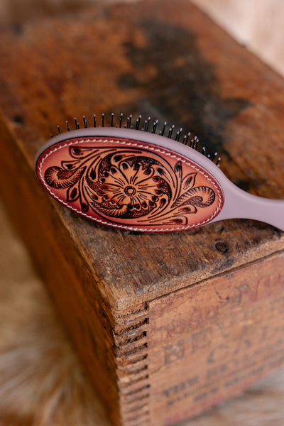 Katie Tooled Leather Accent Hair Brush