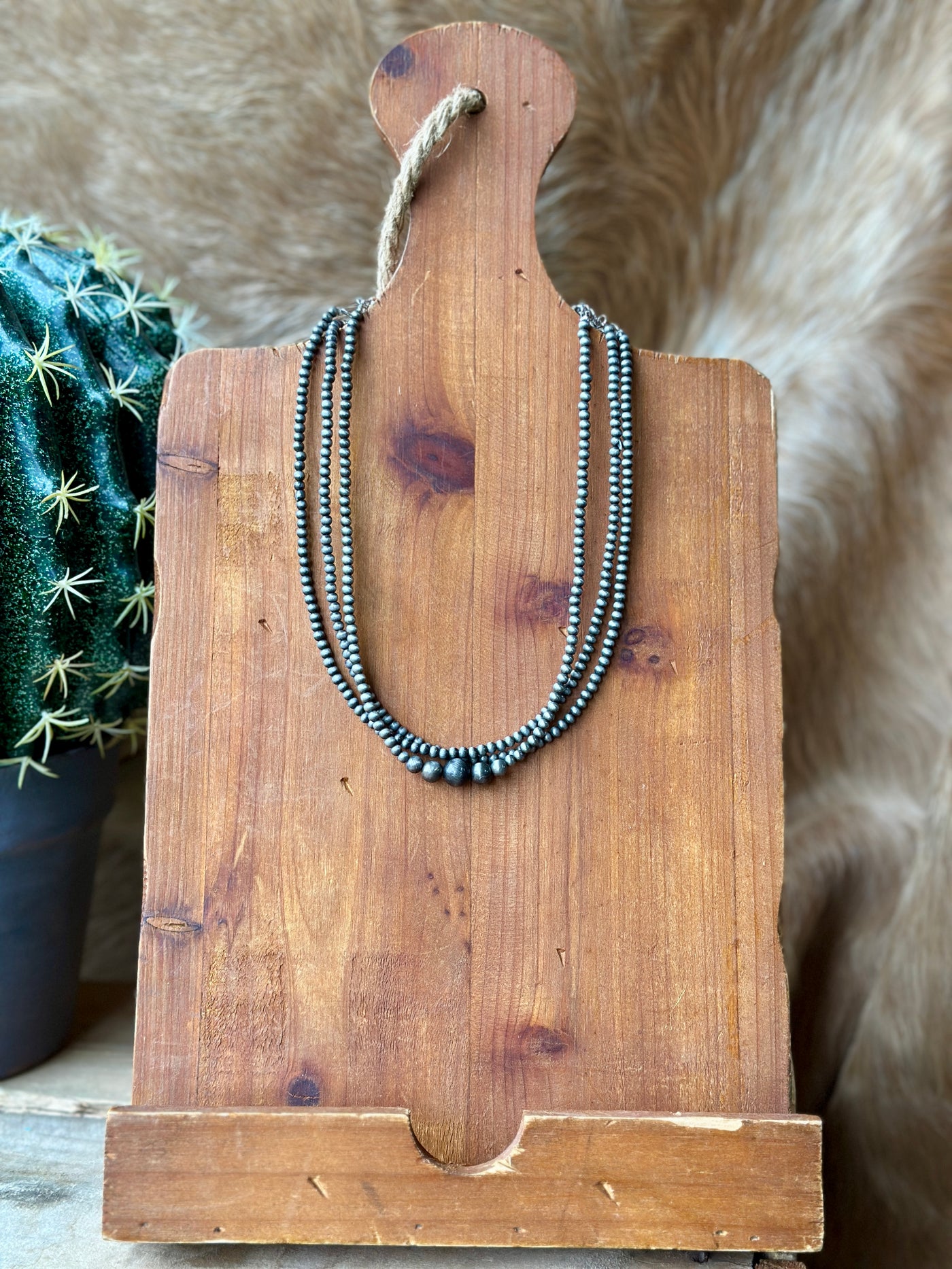 Faux Navajo Pearl Necklace with 3 strands for an affordable, but striking Western look.