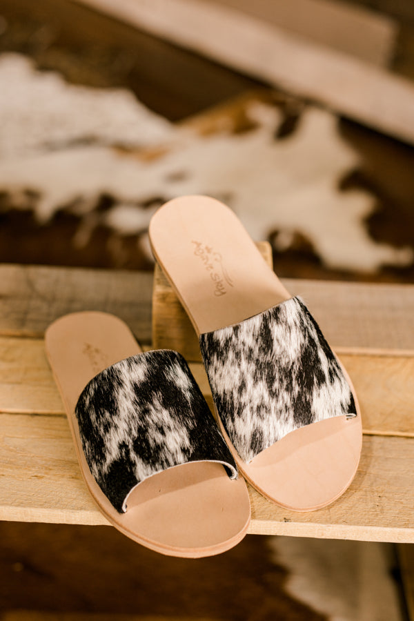 Kiki Hair-On-Hide Slides [Salt & Pepper] Slides