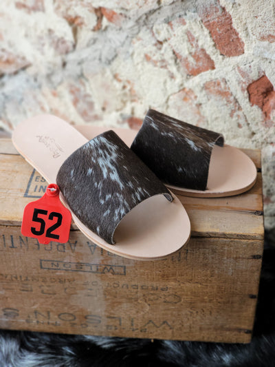 Kiki Hair-On-Hide Slides [Chocolate] ✜ON SALE NOW: 60% OFF✜