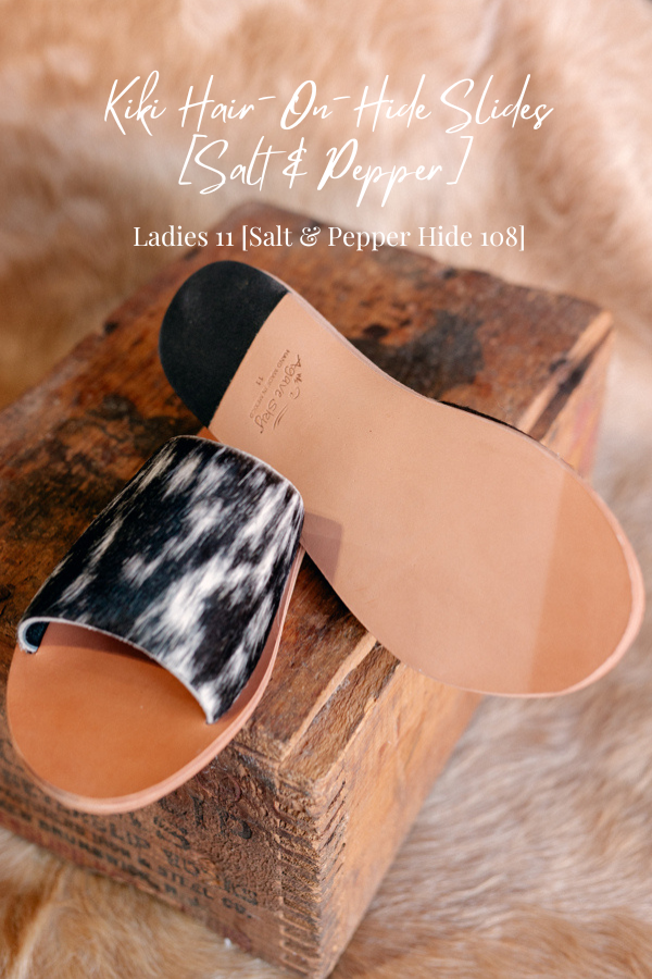 Kiki Hair-On-Hide Slides [Salt & Pepper] Slides ✜ON SALE NOW: 60% OFF✜