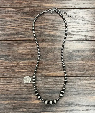 Western-inspired jewelry: Lakin Navajo Pearl Necklace with 6mm to 14mm faux beads, nickel, lead, and chrome-free for comfort and style.