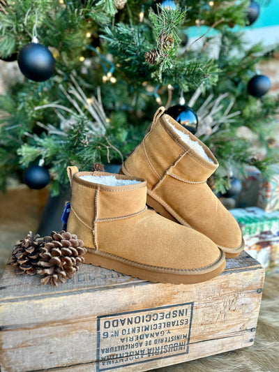 Water and stain-resistant Lamo Kora Moccasin Mini Boots.