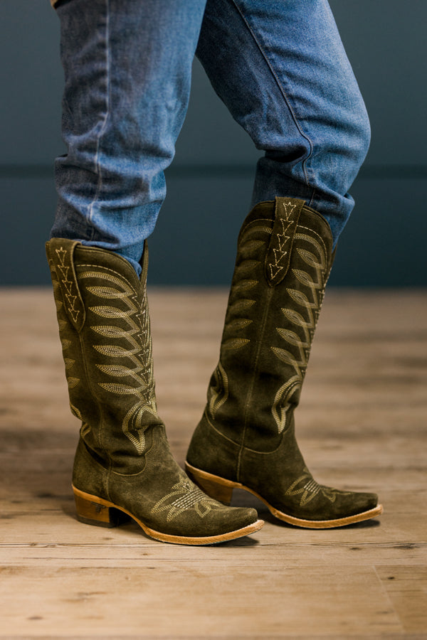 Lane Squash Blossom Suede Boot [Olive]