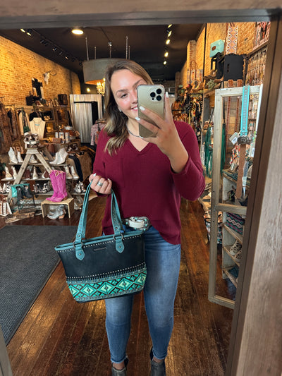 Lars Turquoise Aztec Tote Bag [Black] ✜ON SALE NOW | 40% OFF✜