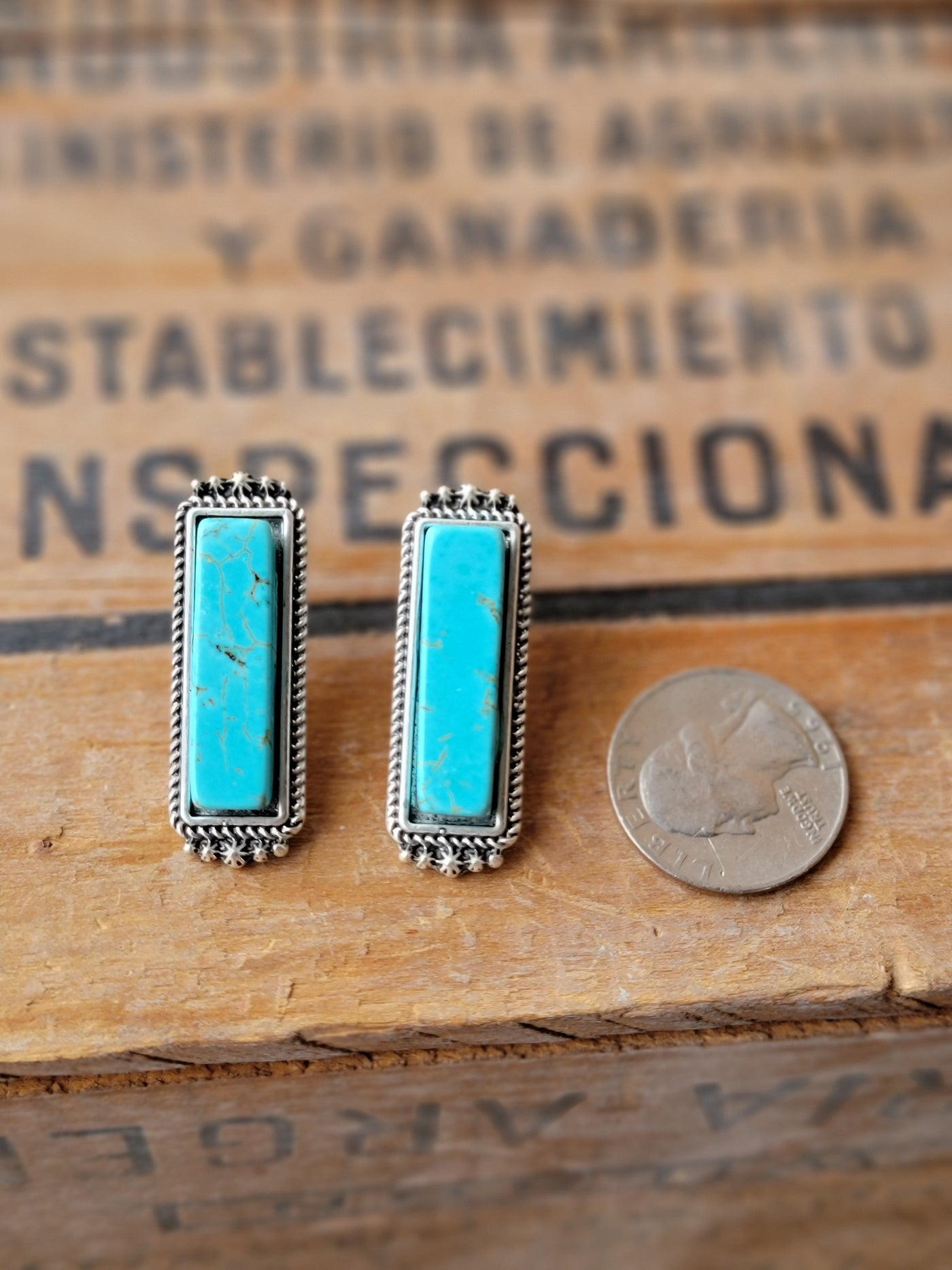 Lauren Bar Turquoise Stud Earrings