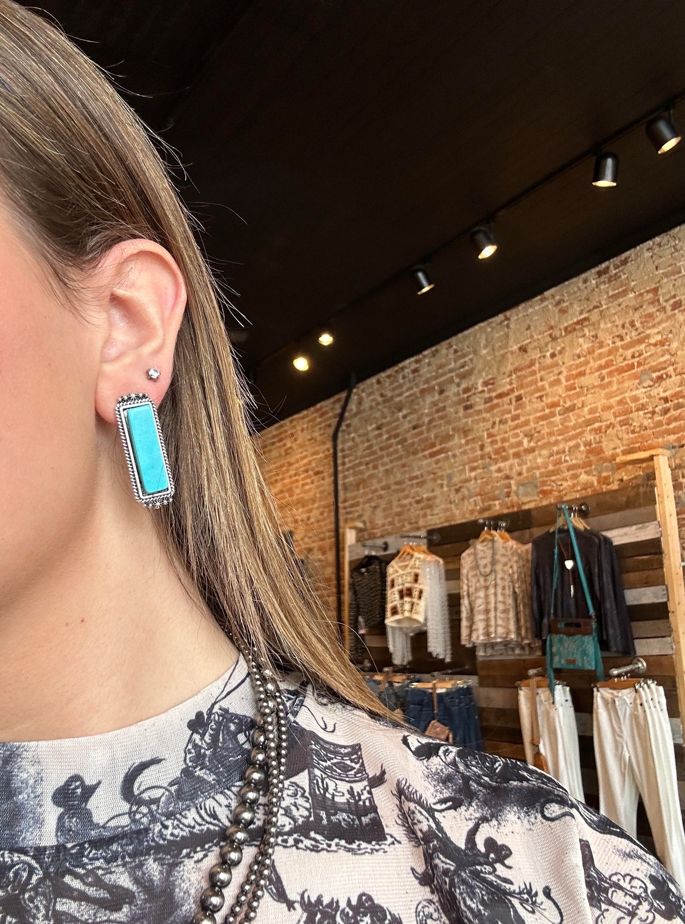 Lauren Bar Turquoise Stud Earrings