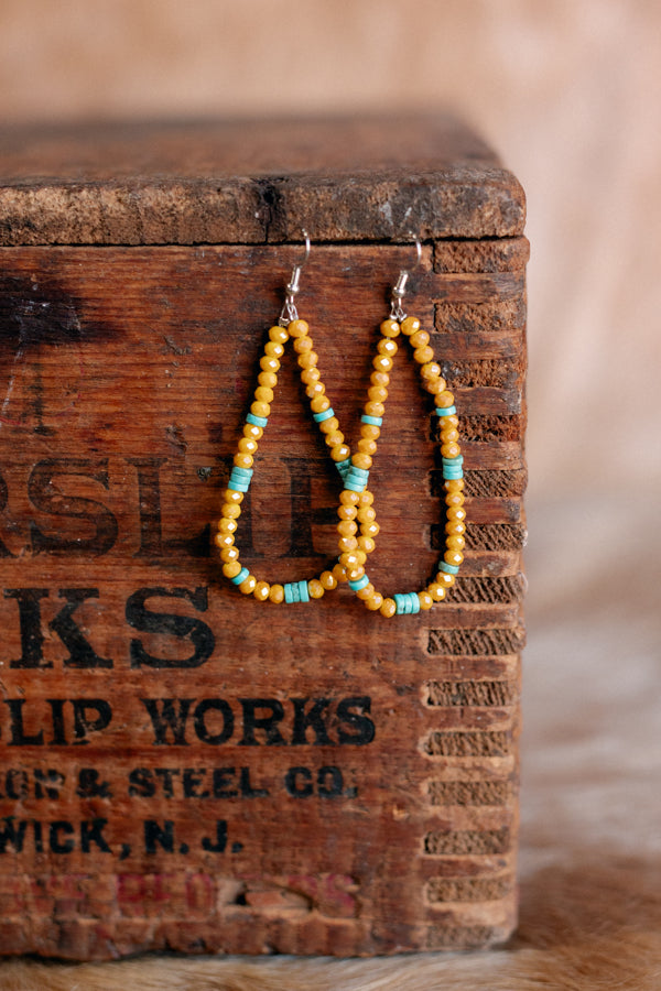 Layton Mustard & Turquoise Beaded Earrings