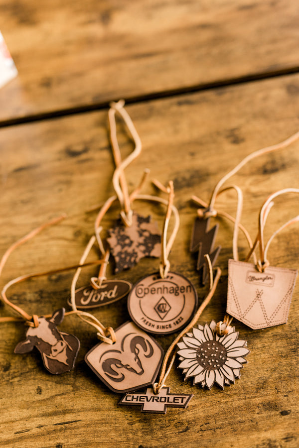 Gavin Cattle Tag Leather Air Freshener with eco-friendly design, ideal for refilling with favorite scents.