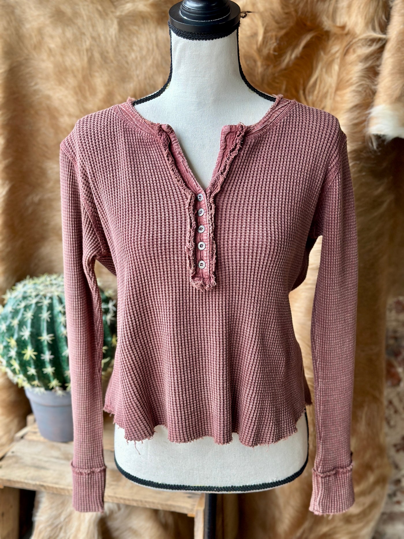 Western-Inspired Lillian Waffle Knit Top – Perfect for Layering or Wearing Solo