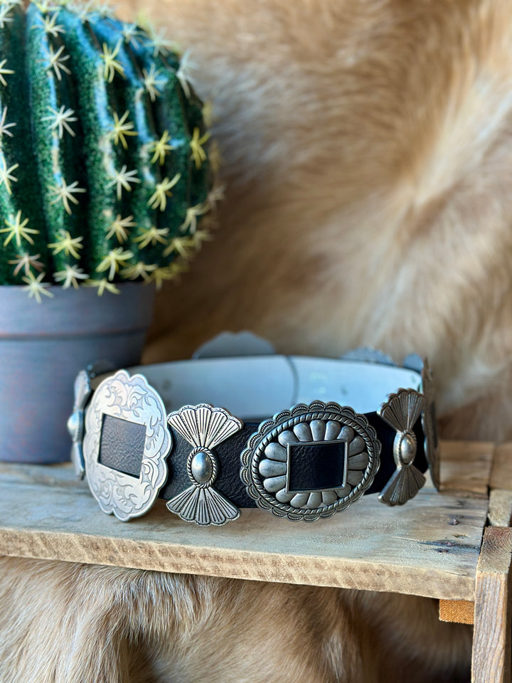 Lily Leather Concho Belt [Black] ✙ Broker Leather ✙ Iowa Western