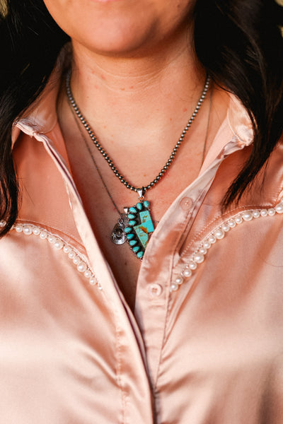 Linemen Authentic Turquoise Lightning Bolt Necklace