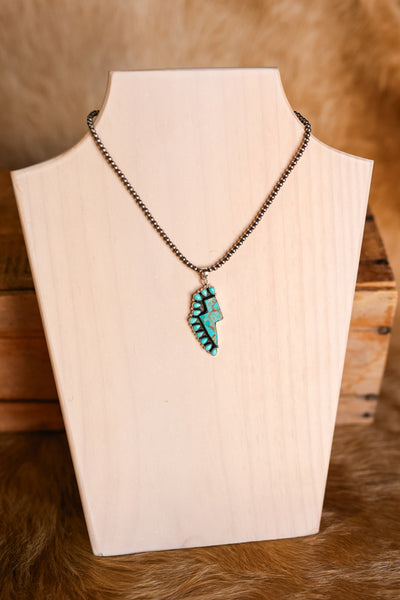 Linemen Authentic Turquoise Lightning Bolt Necklace
