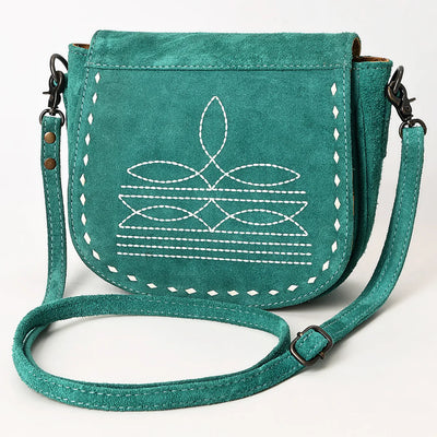 Lippy Suede Leather Top Flap Crossbody [Teal]