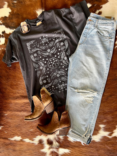 Lolita Black Paisley Print Graphic Tee