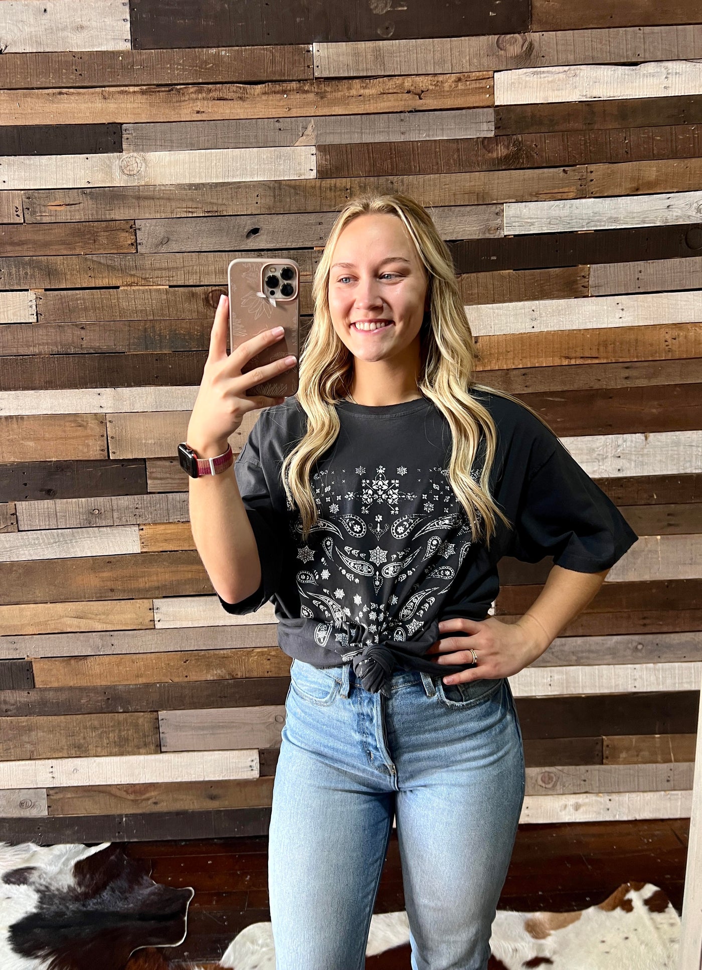 Lolita Black Paisley Print Graphic Tee