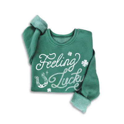 Western-Style Lucky Sweatshirt with Worn-In Feel.