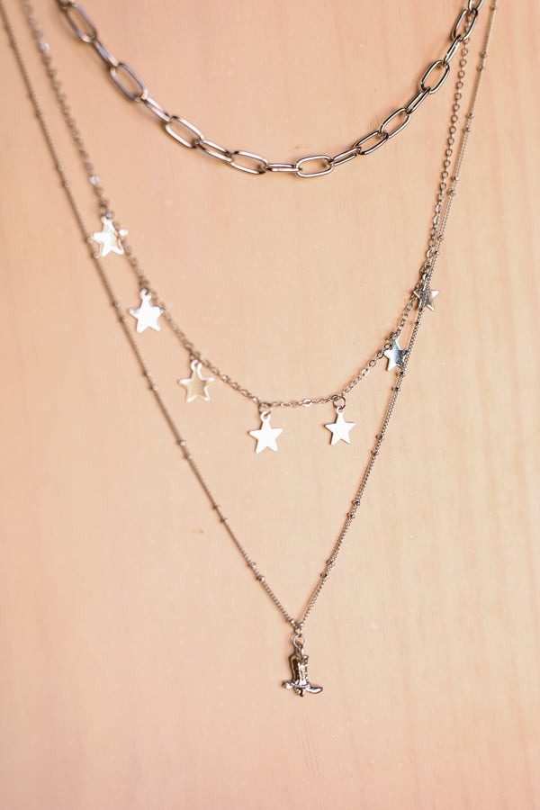 Lyla Layered Chain Necklace [Silver]
