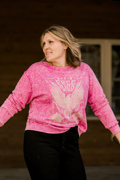 Lyonne Pink Free Bird Crew Neck Top
