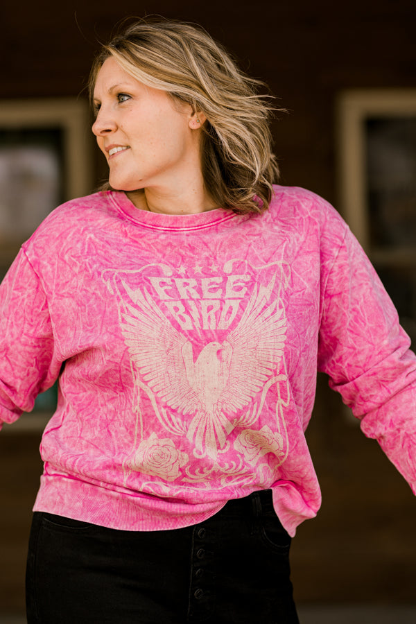 Lyonne Pink Free Bird Crew Neck Top