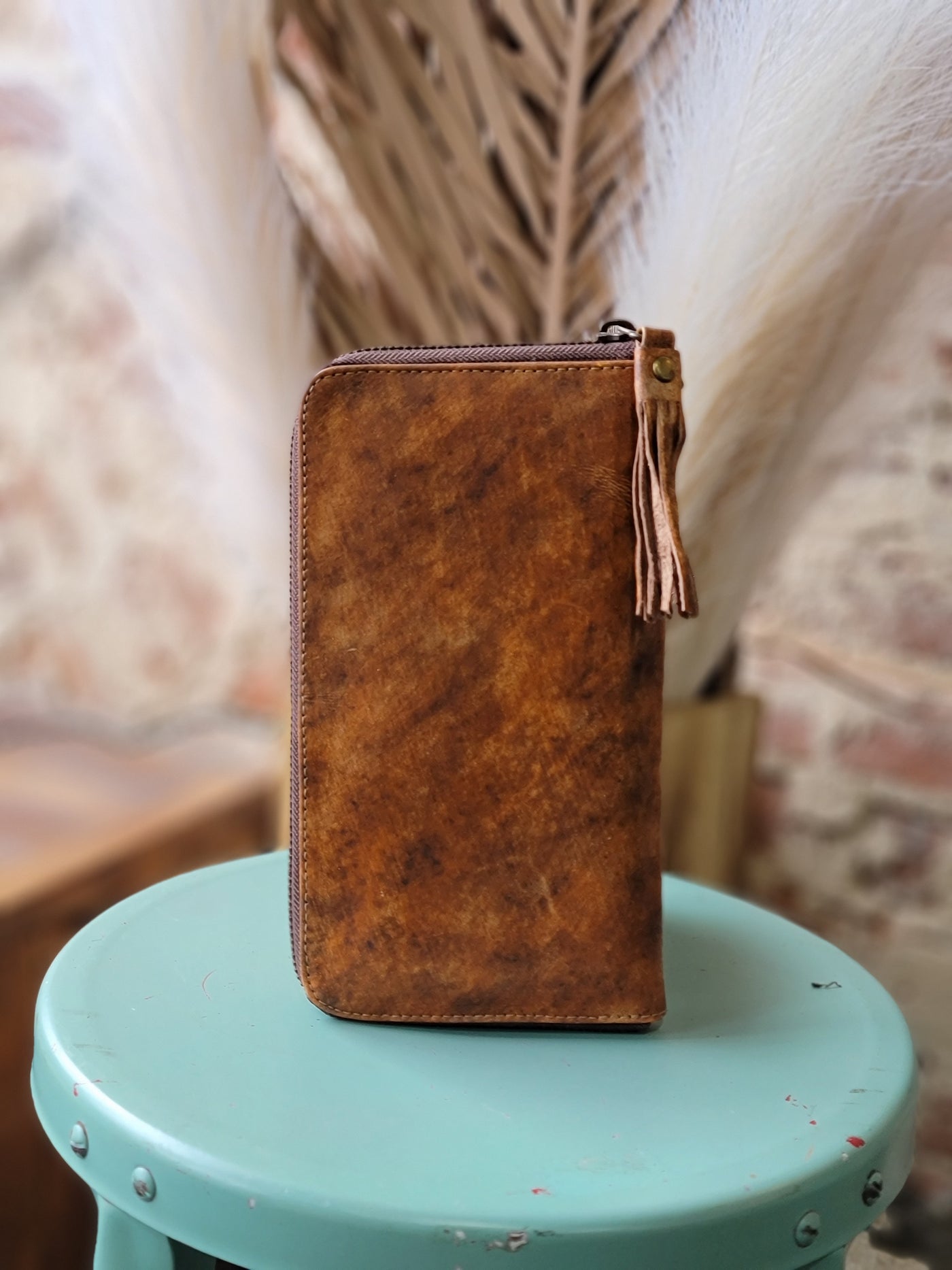 Madison Tooled Leather Mandala Organized Wristlet Wallet [Mandarin]