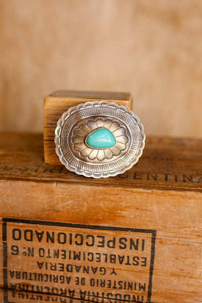 Margot Sterling Silver & Authentic Turquoise Oval Buckle
