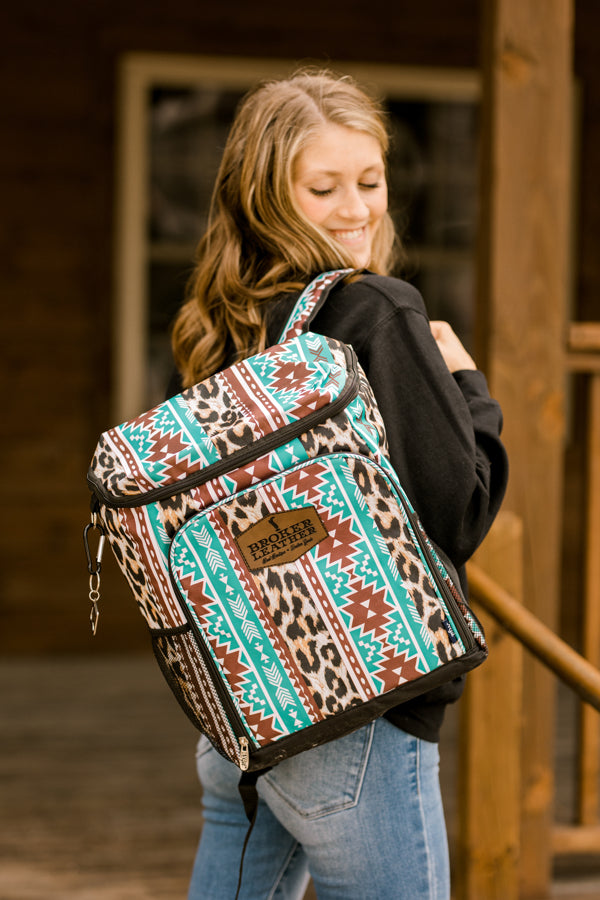 Maria Cow Print & Aztec Insulated Backpack Cooler ✜ON SALE NOW✜