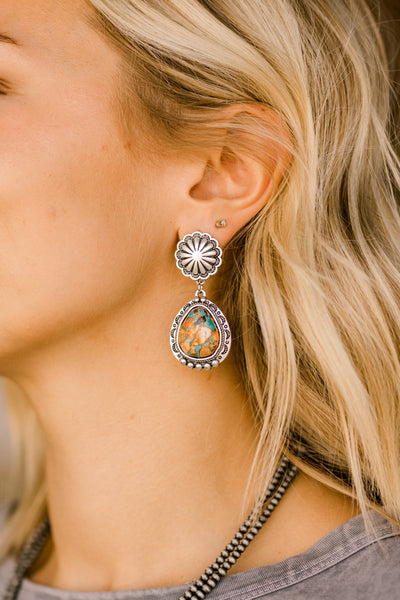 Marilyn Gemstone & Concho Earrings