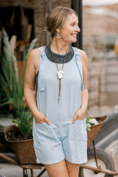 Marissa Casual Tie Top Romper [Baby Blue] ✜ON SALE NOW: 50% OFF✜