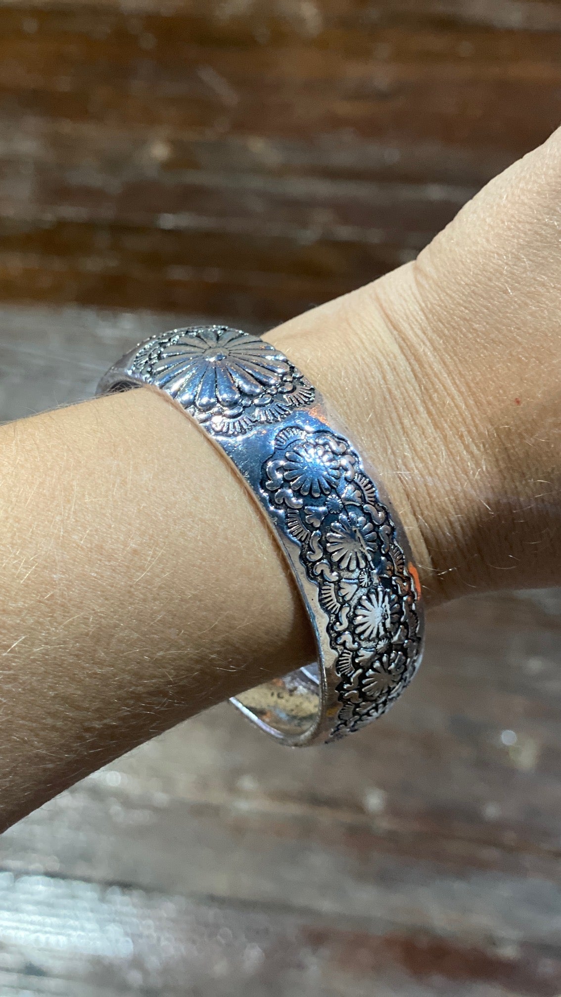 Mikayla Silver Stamped Bangle Bracelet