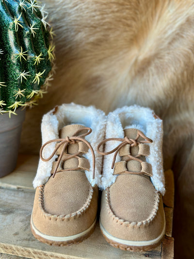 Minnetonka Torrey Moccasin Boots [Cinnamon Berber] ✙ON SALE NOW✙