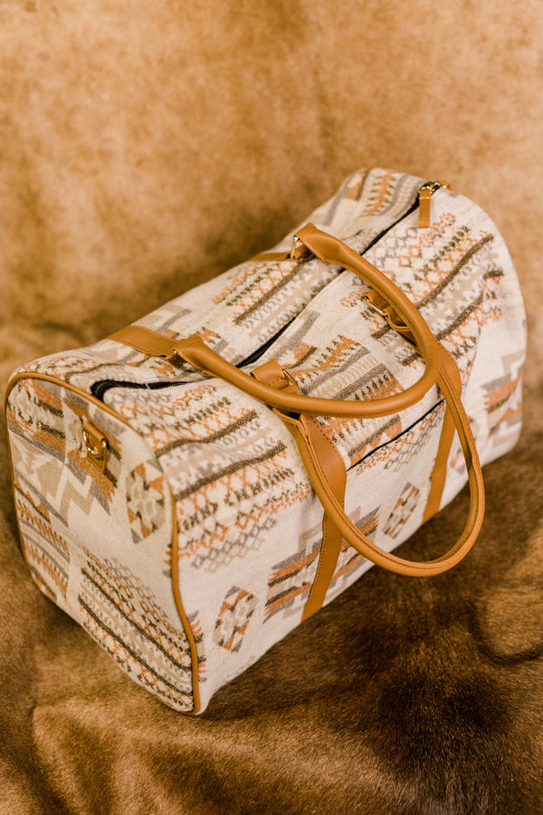 Mittens Neutral-Colored Aztec Duffle Bag