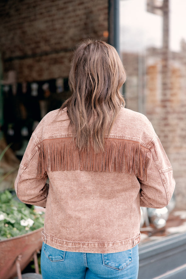 Moose Rhinestone Fringe Jacket