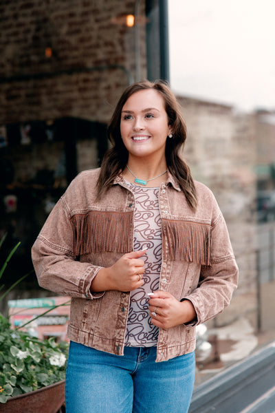 Moose Rhinestone Fringe Jacket