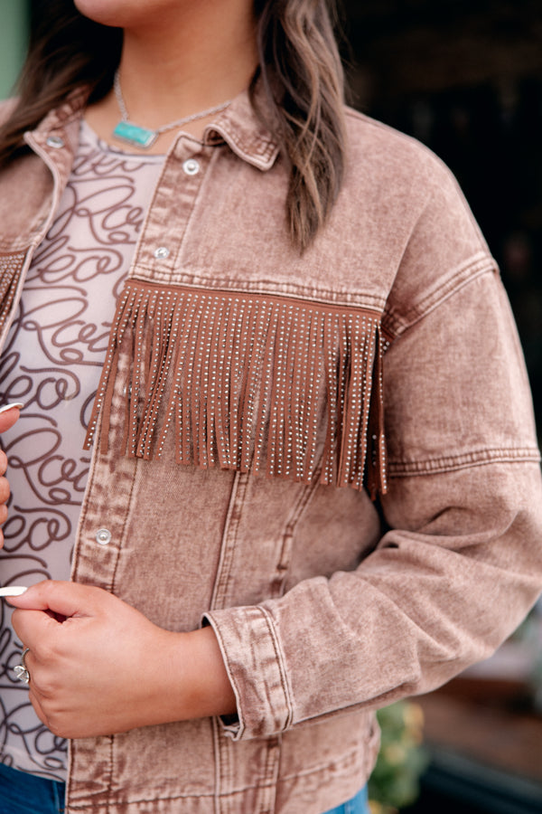 Moose Rhinestone Fringe Jacket