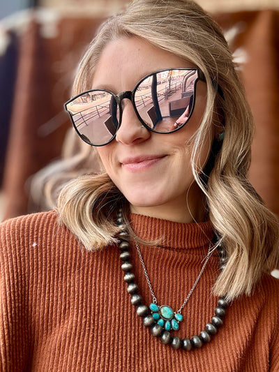 Patricia Champagne Frame Sunglasses Styled with Western Accessories – Classic and Chic