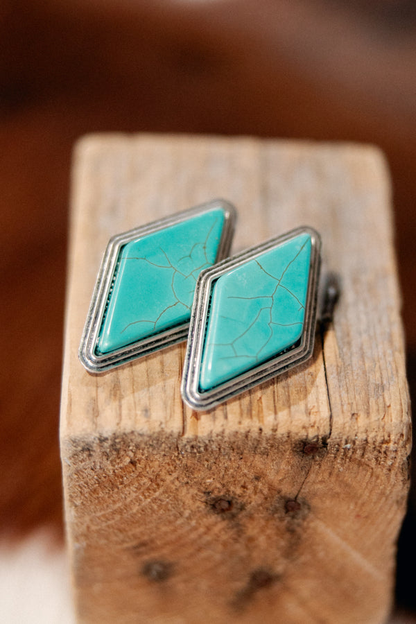 Reed Turquoise Diamond Post Earrings