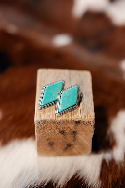 Reed Turquoise Diamond Post Earrings