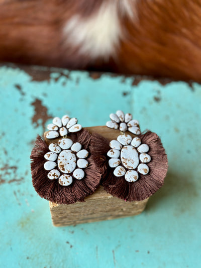 Robin Hood Fringe Cluster Earrings displayed with a textured finish and adventurous charm.