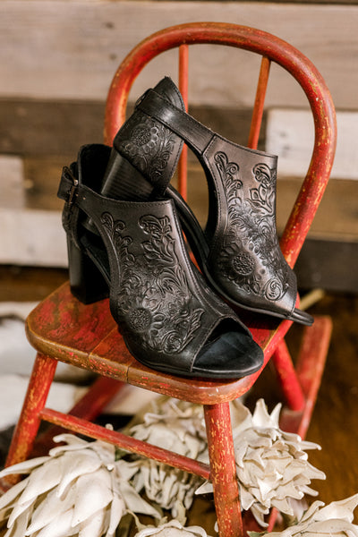 Roper Tooled Leather Mika Heels [Black] ✜ON SALE NOW✜