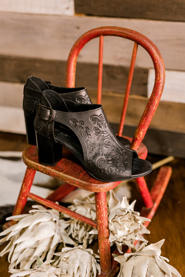 Roper Tooled Leather Mika Heels [Black] ✜ON SALE NOW✜