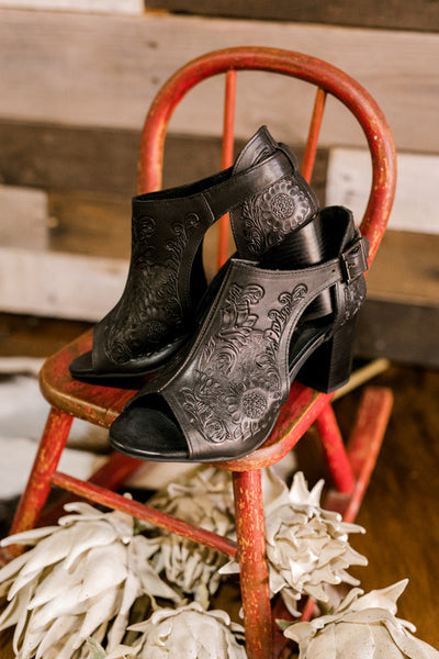 Roper Tooled Leather Mika Heels [Black] ✜ON SALE NOW✜