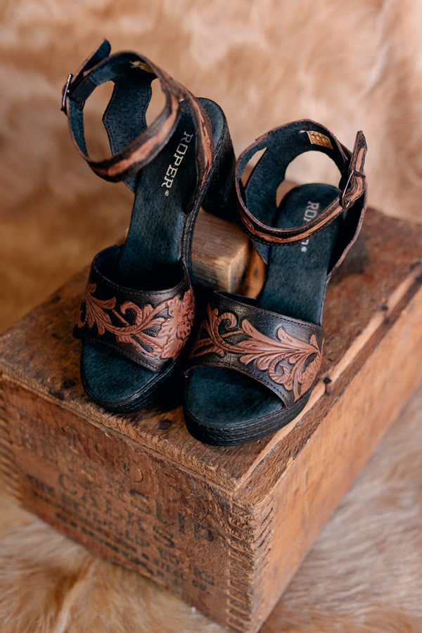 Roper High Tide Tooled Leather Heels ✜ON SALE NOW: 50% OFF✜