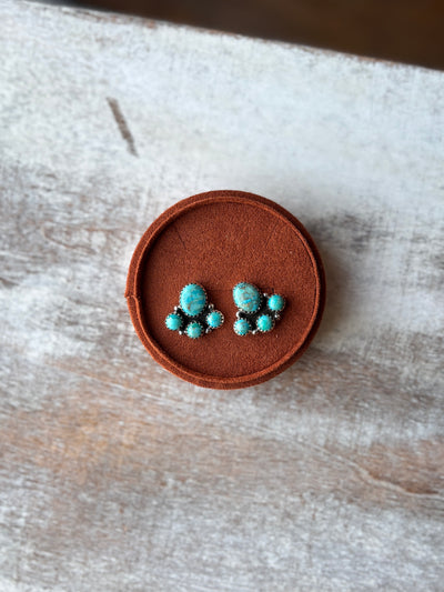 Close-up of Ryder Turquoise Earrings Showcasing Natural Matrix.