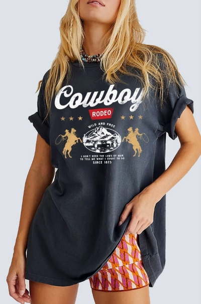 Breckan Cowboy Rodeo Oversized Graphic Tee