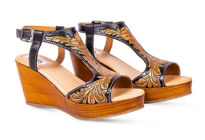 Cameryn Tooled Leather Wedges