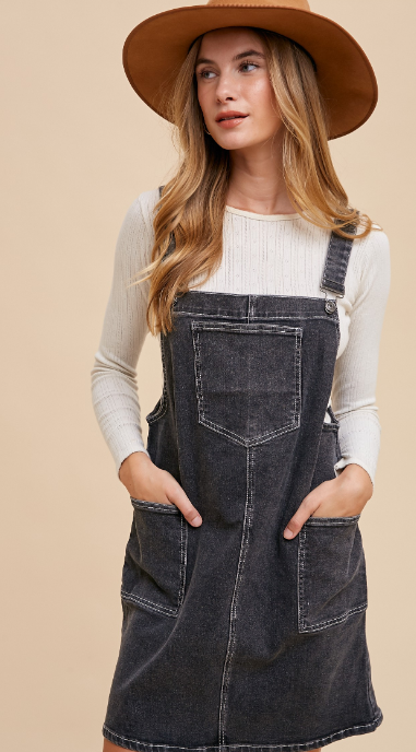 Trace Stretch Denim Overall Mini Dress ✜ON SALE NOW✜