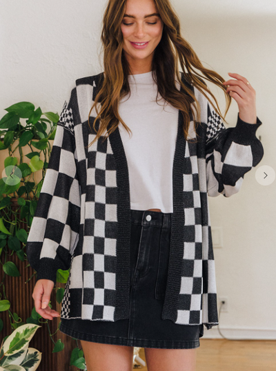 Thaddeus Checkerboard Cardigan