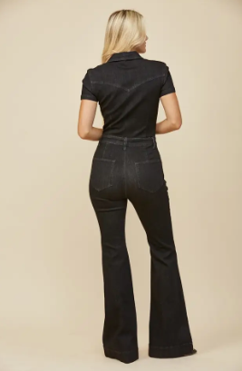 Donna Flared Denim Jumpsuit