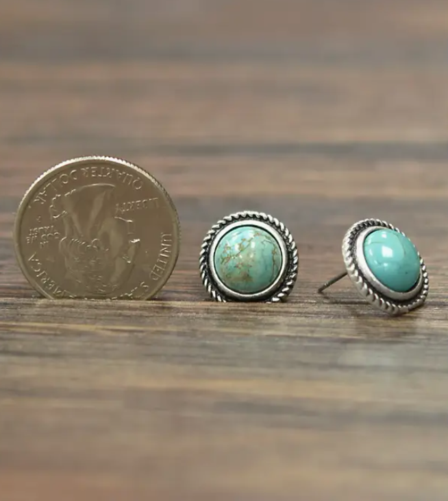 Hageman Round Turquoise Stud Earrings